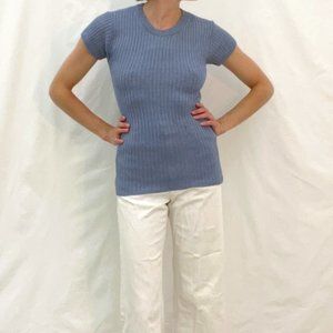 Rachel Comey Ribbed Knit T, Size Small, Dusty Blue